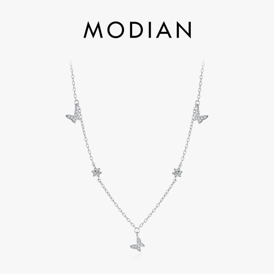 925 Sterling Silber Halskette mit zarten Sternanhängern