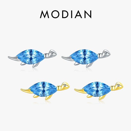 925 Sterling Silber Fisch-Ohrringe mit Zirkonia – Verspielt & Elegant