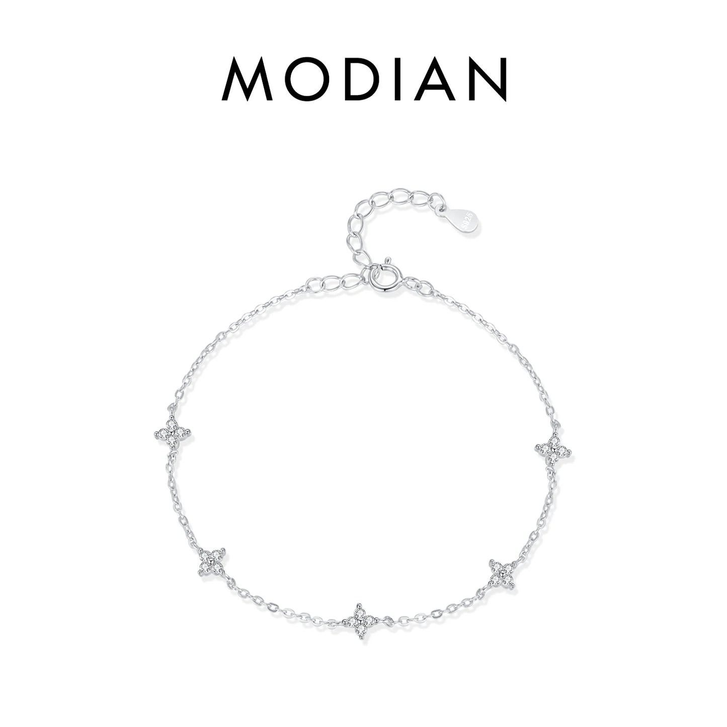 Filigranes Armband aus 925 Sterling Silber mit Zirkonia-Blüten