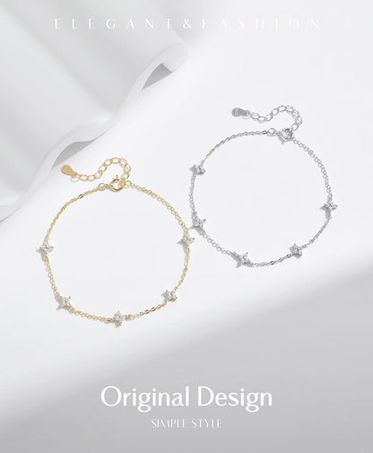 Filigranes Armband aus 925 Sterling Silber mit Zirkonia-Blüten