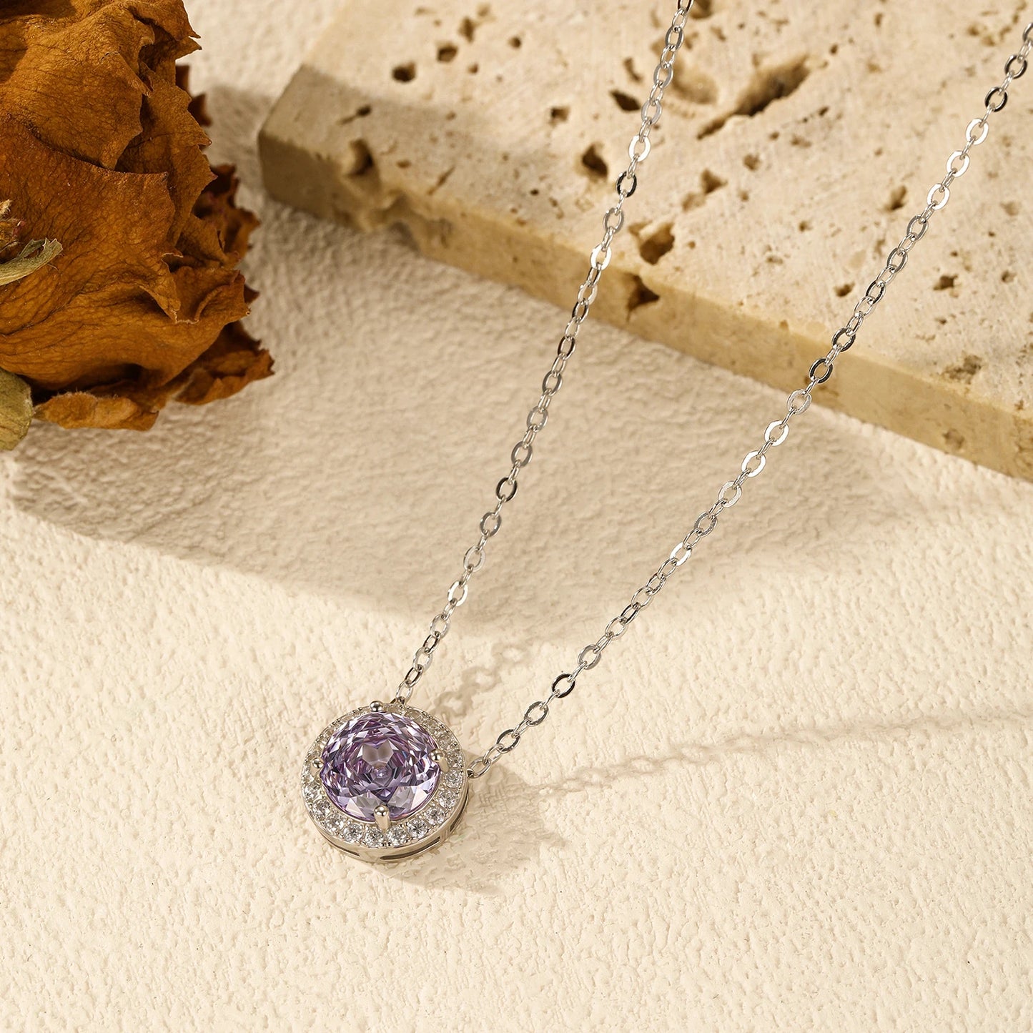 925 Sterling Silber Halskette mit rundem Zirkon-Anhänger – zeitlose Eleganz mit funkelndem Glanz