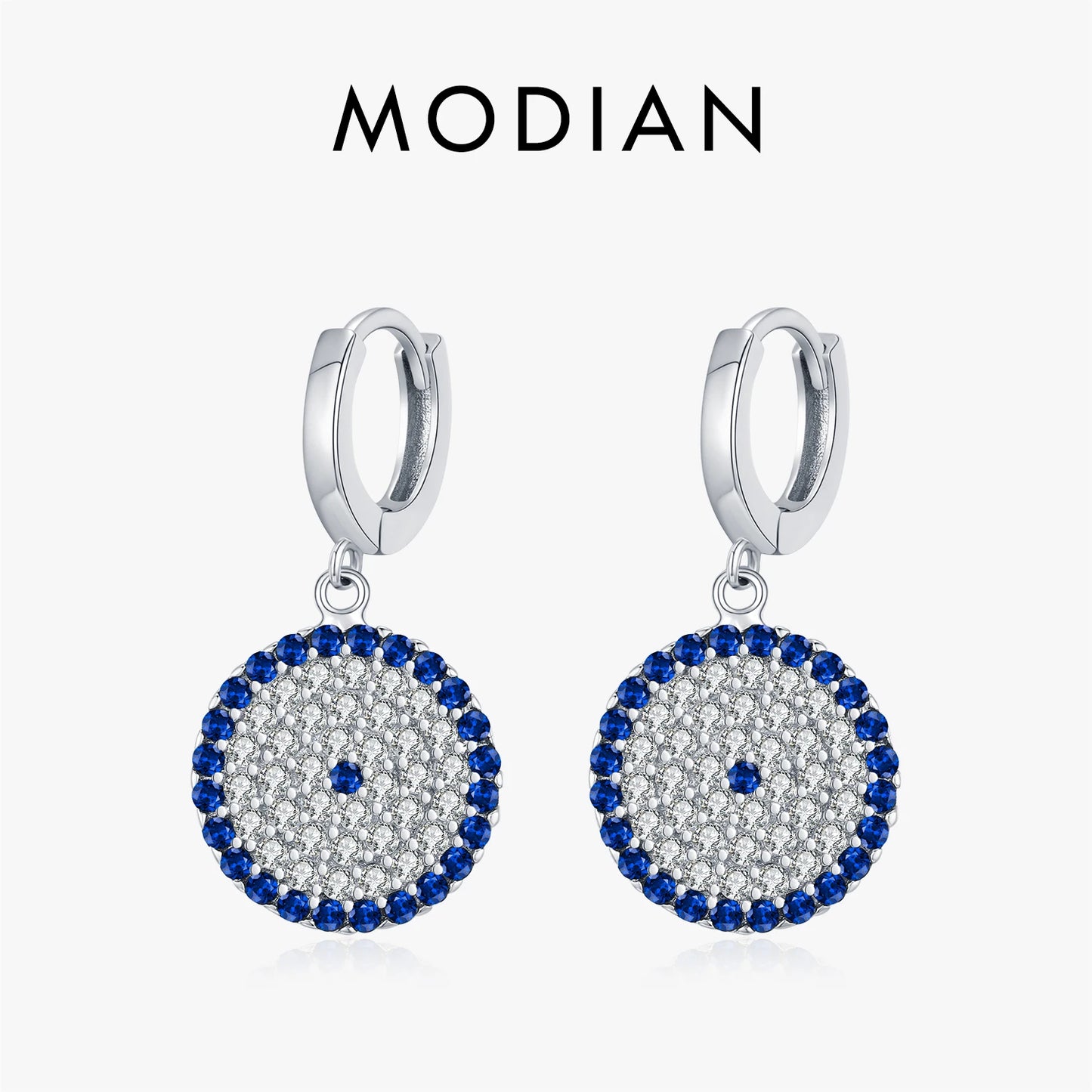 925 Sterling Silber Ohrringe mit blauem Zirkon – Rundes Design in eleganter Harmonie
