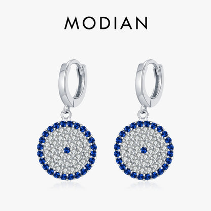 925 Sterling Silber Ohrringe mit blauem Zirkon – Rundes Design in eleganter Harmonie