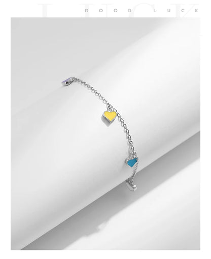 925 Sterling Silber Armband mit bunten Herz-Anhängern