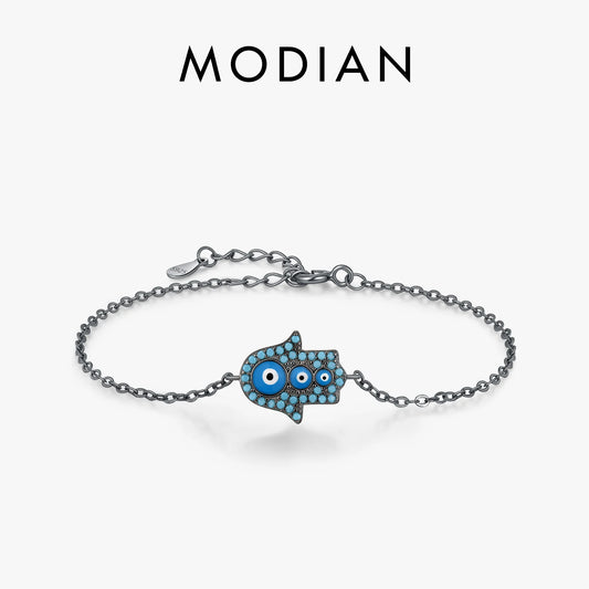 925 Sterling Silber Armband mit türkisfarbener Hand der Fatima – Symbol des Schutzes