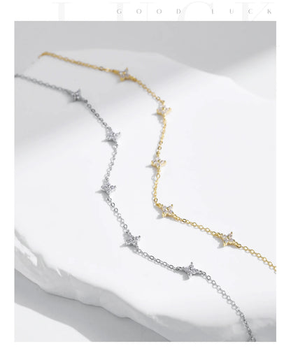 Filigranes Armband aus 925 Sterling Silber mit Zirkonia-Blüten