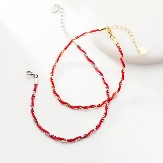 Rotes 925 Sterling Silber Armband mit feiner Veredelung