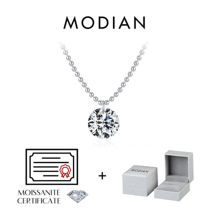 925 Sterling Silber Halskette mit schillerndem Moissanit-Anhänger – Zeitlose Eleganz